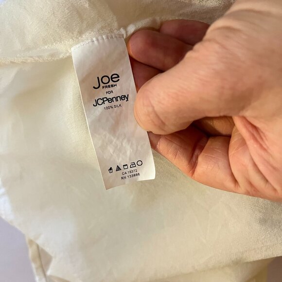 Joe Fresh Size XL Silk Short Sleeve Shirt Sheer Off-White - Picture 11 of 11